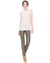 Alice + Olivia - Gray Front Zip Leather Legging - Lyst