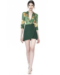 Alice + Olivia - Green Lennon Side Zip Overlap Mini Skirt - Lyst