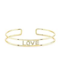Anne Sisteron - Metallic 14kt Yellow Gold Diamond Love Cuff - Lyst