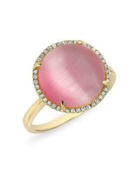 Anne Sisteron - 14kt Yellow Gold Pink Chatoyant Diamond Round Ring - Lyst