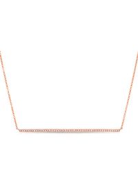 Anne Sisteron | Pink 14kt Rose Gold Diamond Long Thin Bar Necklace | Lyst