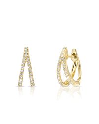 Anne Sisteron - Metallic 14kt Yellow Gold Diamond Wishbone Huggie Earrings - Lyst