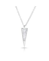 Anne Sisteron - Metallic 14kt White Gold Baguette Diamond Mini Triangle Pendant Necklace - Lyst