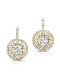 Anne Sisteron - Metallic 14kt Yellow Gold Pave Diamond Double Halo Wireback Earrings - Lyst