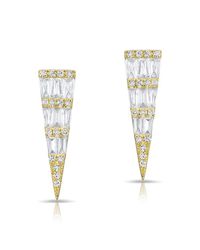Anne Sisteron - White 14kt Yellow Gold Baguette Diamond Dagger Stud Earrings - Lyst