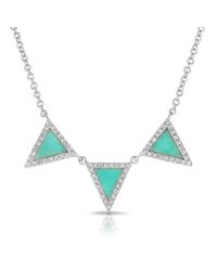 Anne Sisteron | Blue 14kt White Gold Diamond Turquoise Triple Triangle Necklace | Lyst