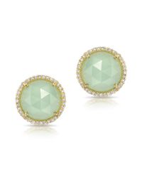 Anne Sisteron - Green 14kt Yellow Gold Diamond Aqua Calcite Stud Earrings - Lyst
