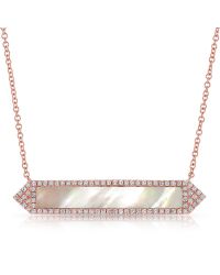 Anne Sisteron - White 14kt Rose Gold Mother Of Pearl Diamond Bar Necklace - Lyst