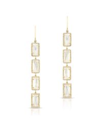 Anne Sisteron - White 14kt Yellow Gold Mother Of Pearl Diamond Rectangle Drops Earrings - Lyst