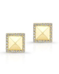Anne Sisteron - Metallic 14kt Yellow Gold Diamond Edged Pyramid Stud Earrings - Lyst