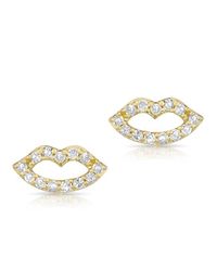 Anne Sisteron | Metallic 14kt Yellow Gold Diamond Kiss Stud Earrings | Lyst