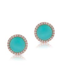 Anne Sisteron | Blue 14kt Rose Gold Turquoise Diamond Disc Stud Earrings | Lyst