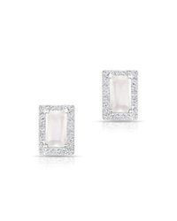 Anne Sisteron | Multicolor 14kt White Gold Moonstone Diamond Mini Rectangle Stud Earrings | Lyst