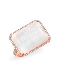Anne Sisteron | Multicolor 14kt Rose Gold Moonstone Diamond Rectangle Cocktail Ring | Lyst