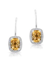 Anne Sisteron | Metallic 14kt White Gold Diamond Citrine Rectangle Earrings | Lyst