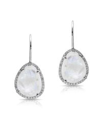Anne Sisteron | Metallic 14kt White Gold Moonstone Diamond Organic Shape Earrings | Lyst