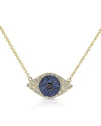 Anne Sisteron | 14kt Yellow Gold Blue Sapphire Diamond Evil Eye Necklace | Lyst