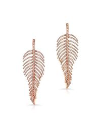 Anne Sisteron | Metallic 14kt Rose Gold Diamond Palmier Leaf Earrings | Lyst