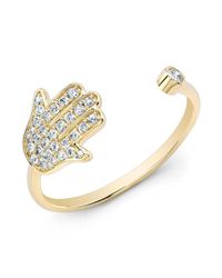 Anne Sisteron | Metallic 14kt Yellow Gold Diamond Hamsa Ring | Lyst