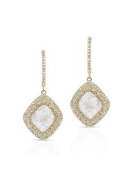 Anne Sisteron | Metallic 14kt Yellow Gold Diamond Slice Double Halo Earrings | Lyst