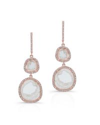 Anne Sisteron | Metallic 14kt Rose Gold Diamond Slice Duo Drop Earrings | Lyst