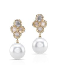 Anne Sisteron | Metallic 14kt Yellow Gold Diamond Slice Grey Pearl Earrings | Lyst