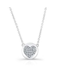 Anne Sisteron | Metallic 14kt White Gold Diamond 2 Sided Heart & Disc Necklace | Lyst