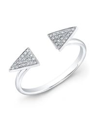 Anne Sisteron | Metallic 14kt White Gold Diamond Double Triangle Ring | Lyst