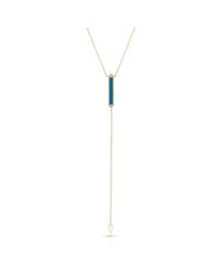 Anne Sisteron | Metallic 14kt Yellow Gold Diamond Turquoise Bar Lariat Necklace | Lyst