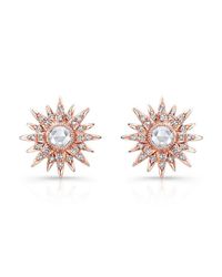 Anne Sisteron | Multicolor 14kt Rose Gold Diamond Vintage Style Starburst Stud Earrings | Lyst