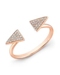 Anne Sisteron | Metallic 14kt Rose Gold Diamond Double Triangle Ring | Lyst