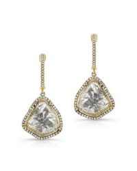 Anne Sisteron - Metallic 14kt Yellow Gold Diamond Slice Organic Earrings - Lyst