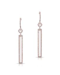 Anne Sisteron - Metallic 14kt Rose Gold White Topaz Diamond Bar Drop Earrings - Lyst