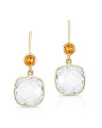 Anne Sisteron - Metallic 14kt Yellow Gold White Topaz Citrine Cushion Cut Earrings - Lyst