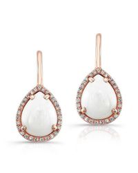 Anne Sisteron - Metallic 14kt Rose Gold White Agate Diamond Pear Shape Earrings - Lyst