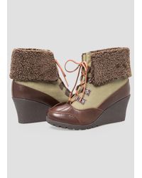 Ashley Stewart Multicolor Wedge Hiking Bootie - Wide Width