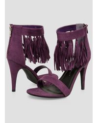Ashley Stewart Purple Fringe Open Toe Sandal - Wide Width
