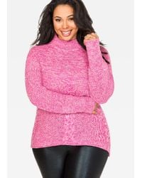 Ashley Stewart Pink Metallic Mock Neck Sweater