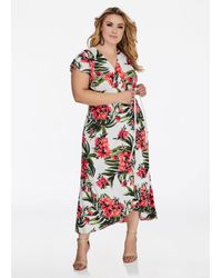 Ashley Stewart White Plus Size Empire Waist Floral Maxi