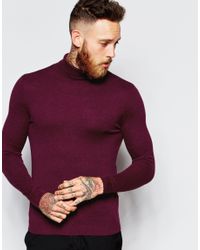 mens red roll neck jumper