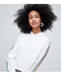 Monki White Rainbow Print Hoodie