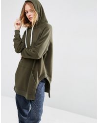 ASOS Hoodie In Longline Oversized Fit With Side Splits - Green