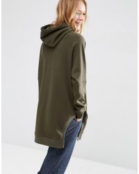 ASOS Hoodie In Longline Oversized Fit With Side Splits - Green