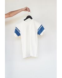 Velva Sheen - White Cotton S/s College Arm Border Tee for Men - Lyst