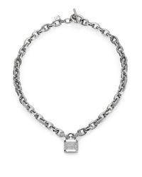 Michael Kors | Metallic PavÉ Padlock Chain Necklace/Silvertone | Lyst