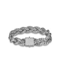 John Hardy | Metallic Braided Chain Bracelet With Diamonds | Lyst