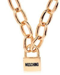 Moschino | Metallic Long Necklace With Logo Padlock for Men | Lyst