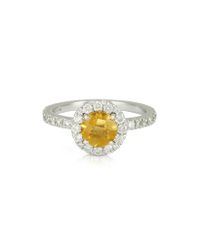 FORZIERI - Metallic 0.50 Ct Diamond Pave 18k Gold Ring W/citrine Quartz - Lyst