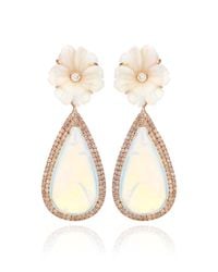 Nina Runsdorf | 18k Pink Gold and White Opal Flower Earrings | Lyst
