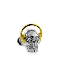 Tateossian - Yellow Dj Skull Pin With Swarovski Elements - Lyst
